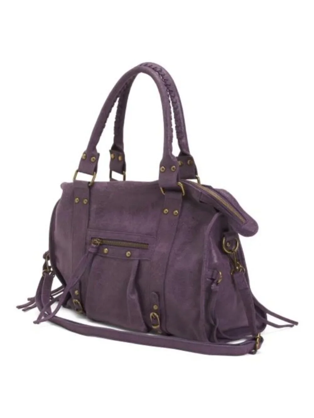 GAVE LUX Made In Italy Leather Large Satchel Brush Front Zip
